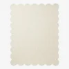 A flat, top-down view of the Evora Ivory Rug isolated on a clean white background. The solid off-white rectangular rug features a continuous, soft scalloped border and a distinct horizontal ribbed texture. Hand-tufted using premium New Zealand wool and viscose, it is crafted with internal stuffing for natural softness and includes a practical anti-slip backing.