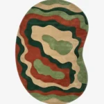 Full top-down product isolated shot of the organic, irregularly shaped Canyon Flow area rug in earth tones.