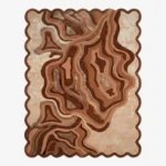 Full top-down product isolated shot of the brown and beige Ember Terrain scalloped rug.