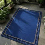 marea vale blue area rug styled in a modern indoor space with natural light