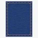 marea vale blue border rug with classic beige detailing on white background